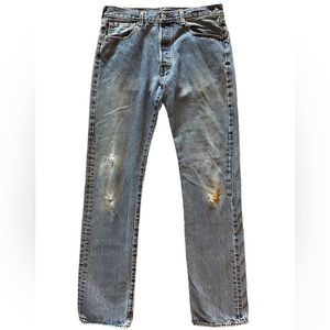 Levi's 501 Mens Blue Button Up Straight Leg Jeans Size 32X34 Vintage